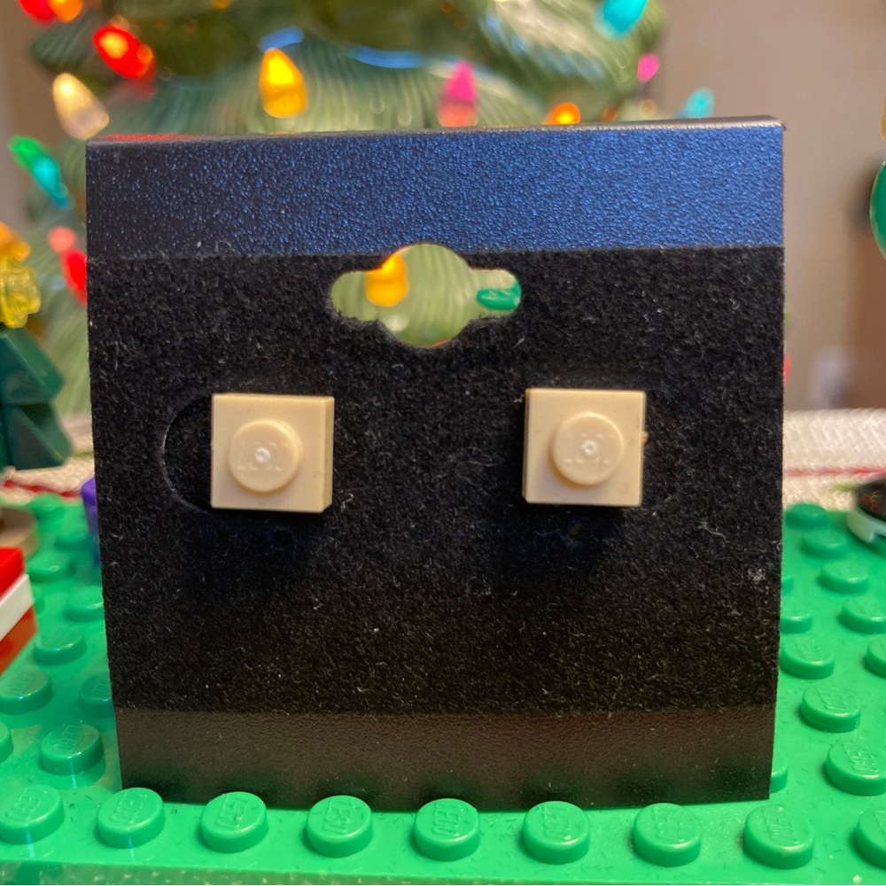 Light Tan Lego Stud Earrings